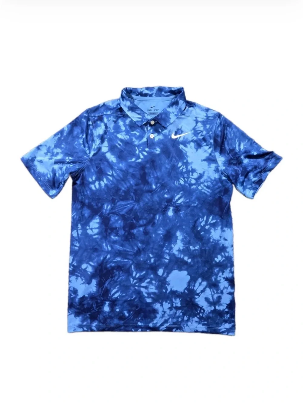 Nike DriFit Golf Polo Shirt Youth Boys XL Blue Tie Dye Casual Short Sleeve A233